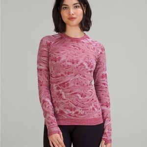 Lululemon Rest Less Pullover Stratum Overlay Pomegranate/ Pink Peony
